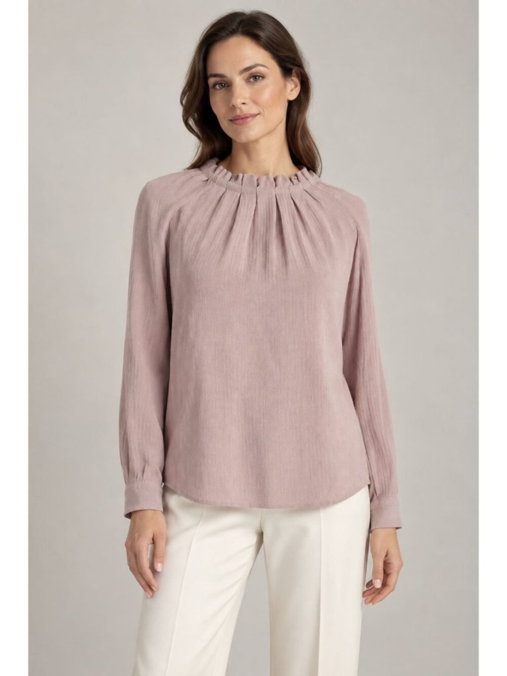 The Fold London Blush Pink High Neck Ruffle Blouse UK 10 US 6